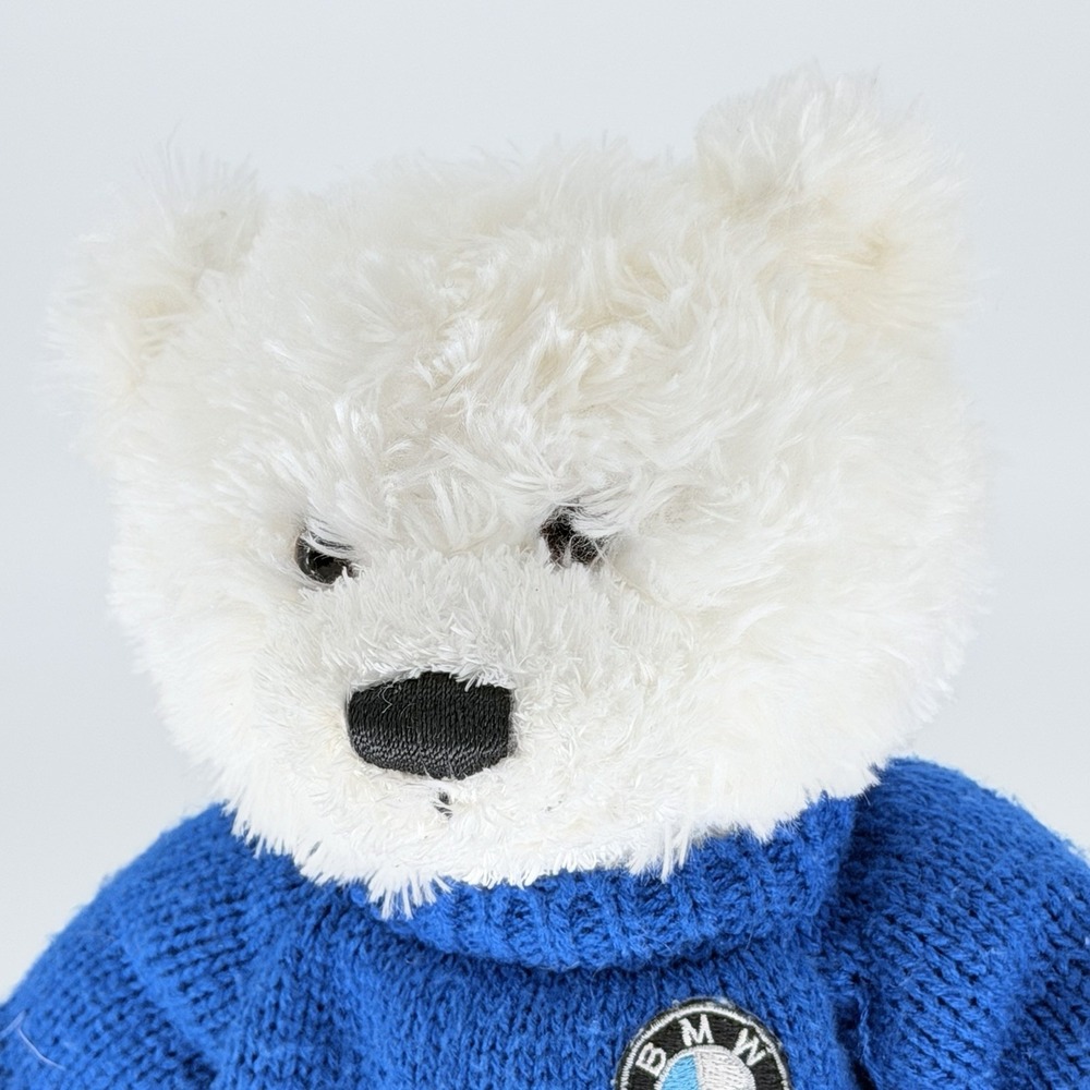 BMW Gund Signature Bear Plush 17" White Teddy Blue Sweater Stuffed - Picture 3 of 8